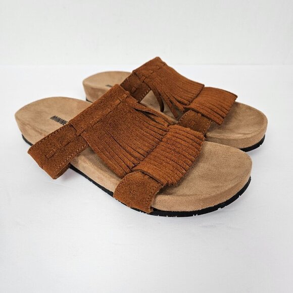 Minnetonka Daisy Brown Suede Fringe Slide Sandal 6 74002 - Picture 2 of 10